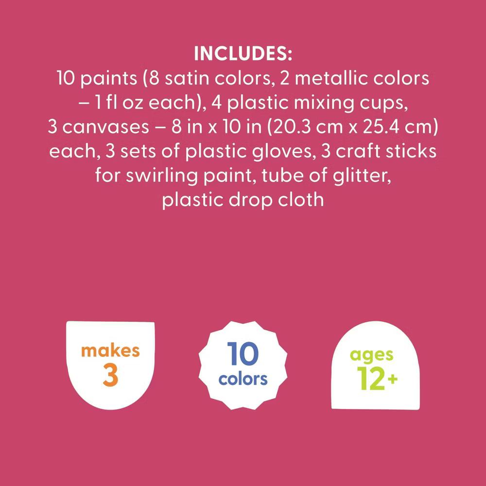 Kickin' Kaleidoscope Paint Pouring Kit - Includes Canvases, Acrylic Paint, Craft Supplies, Ages 12 - Image 5