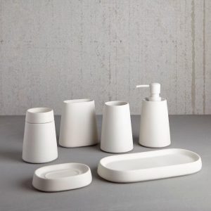 Crater Soap Dish White - Ceramic Holder for Shower, Hand Wash Care, Solid Pattern
