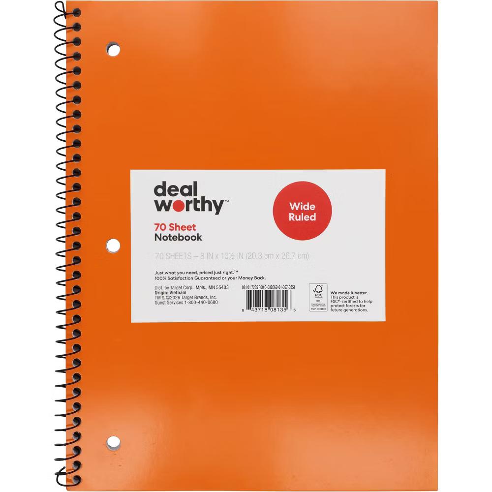 Subject Spiral Notebook Wide Ruled - Image 16