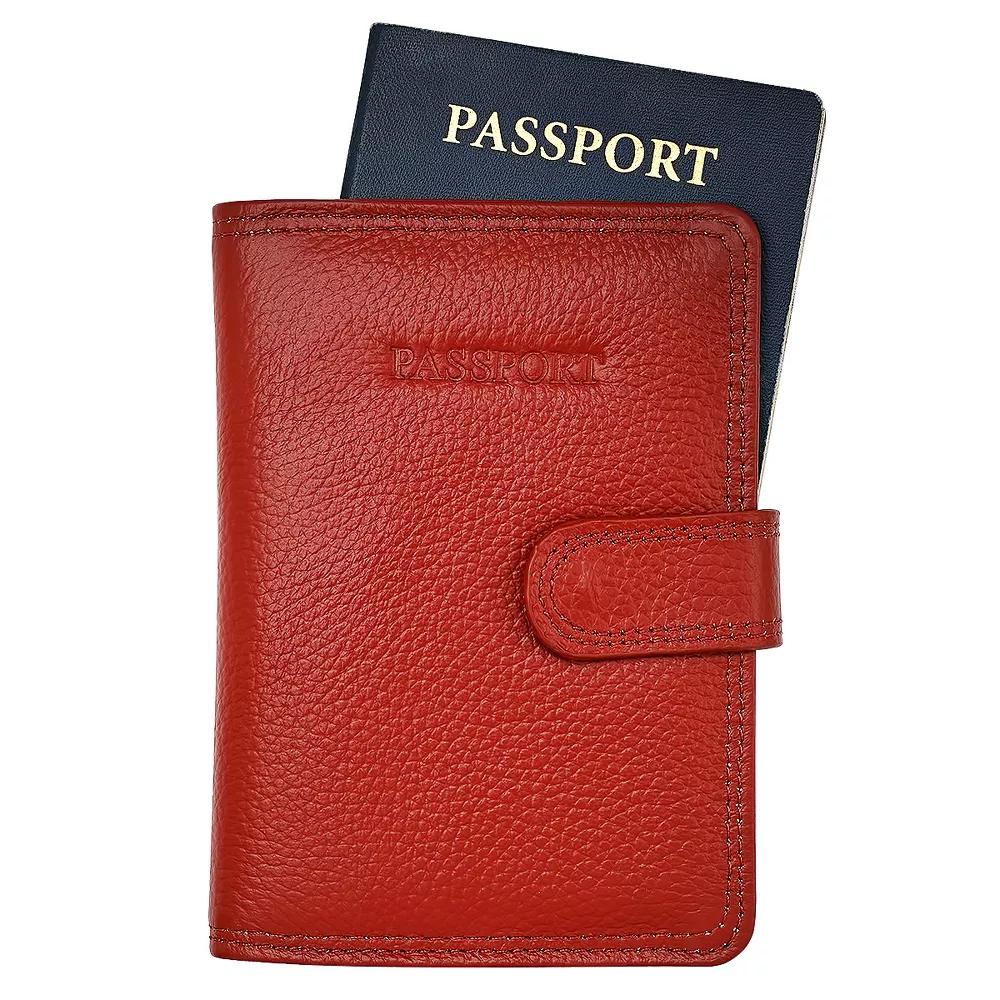 Steeltime Unisex leather passport holder. Color Options: Black, Brown, Navy, Teal, Red, Purple