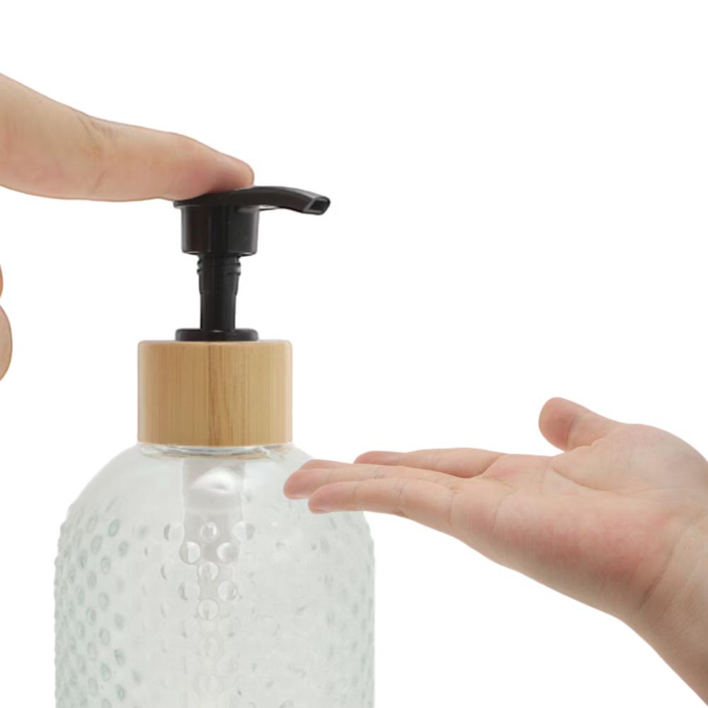 Round Bottom Raindrops Soap Dispenser 13.53oz Clear Black 1 Pc - Image 5