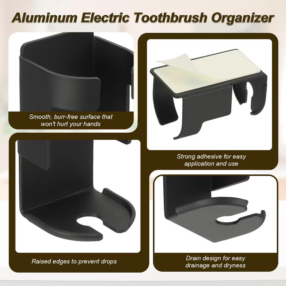 Electric Toothbrush Holder, Wall Mounted Aluminum Toothbrush Organizer - Image 3