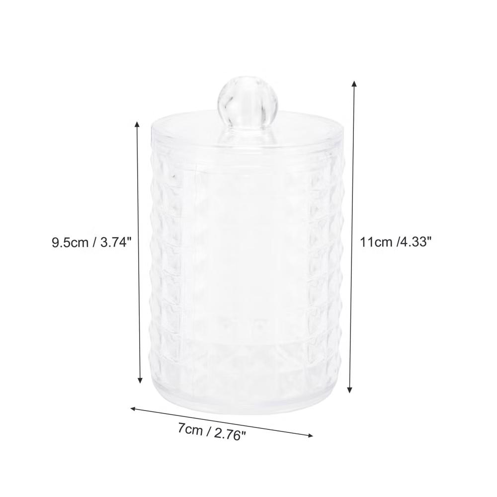 Round Diamond Pattern Acrylic Cotton Swab Jar for Bathroom Clear 1 Pc - Image 4