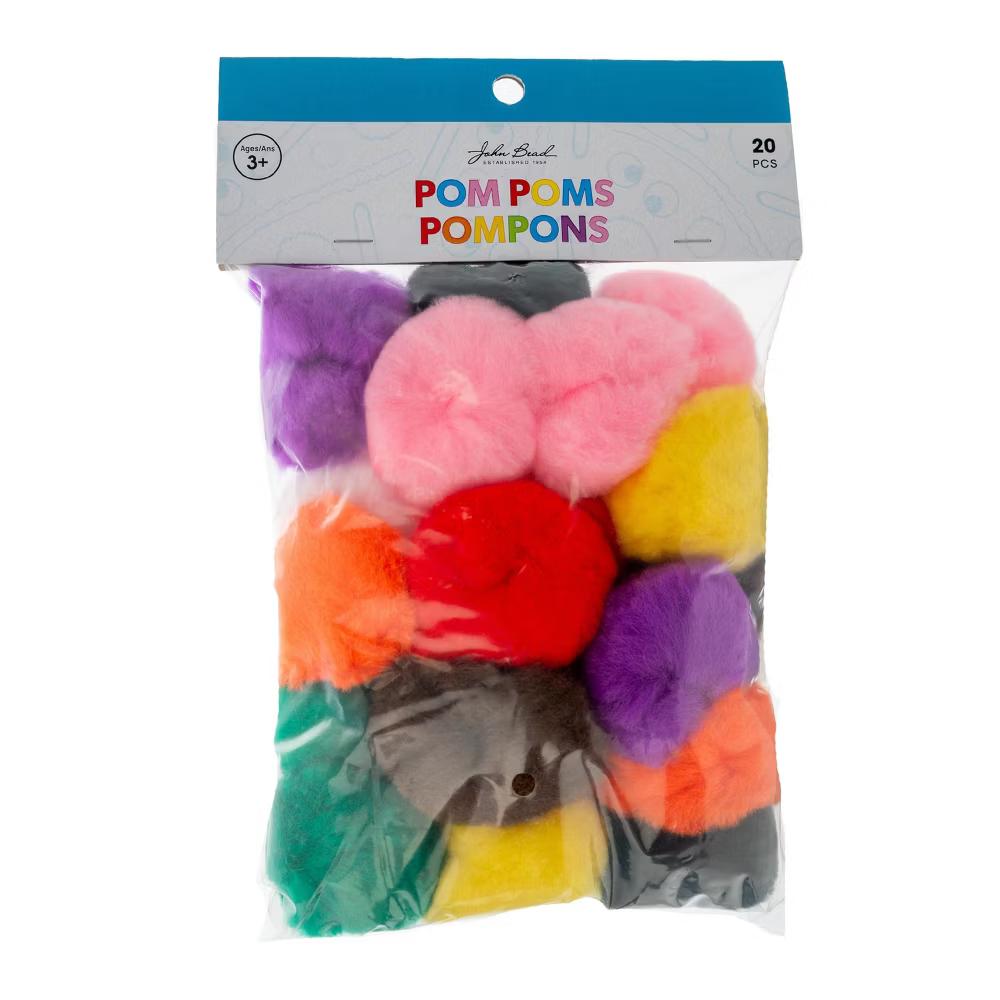 20ct Jumbo Pom Poms for DIY Arts and Crafts, Large Acrylic Poms Craft Embellishments (2 inch) - Image 2
