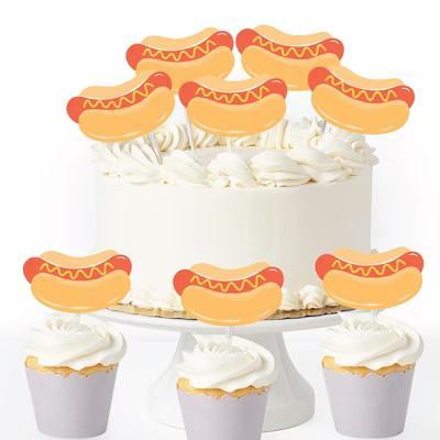 Hot Dog Dessert Cupcake Toppers, Summer Birthday BBQ Picnic Party Decor, Hot Dog Treat Picks - Set of 24 - Image 3