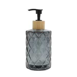 Reusable Round Bottom Diamond Pattern Soap Dispenser 11.16oz 1 Pc