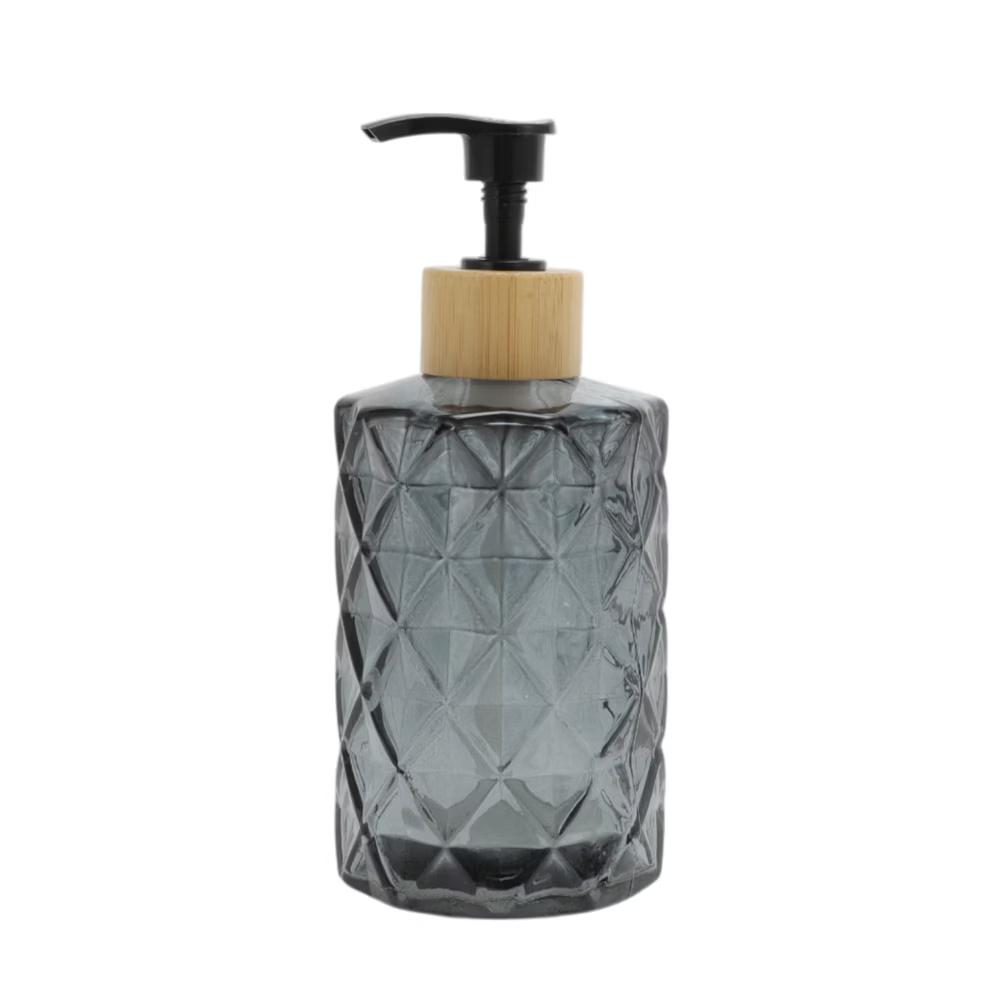 Reusable Round Bottom Diamond Pattern Soap Dispenser 11.16oz 1 Pc