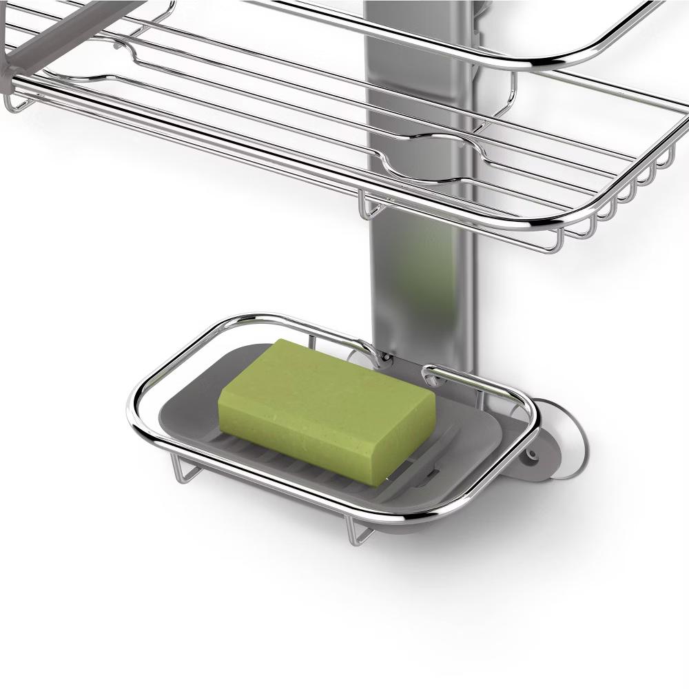 simplehuman Medium Adjustable Shower Caddy - Stainless Steel/Anodized Aluminum: Bath Organizer, Rustproof Shelf - Image 5