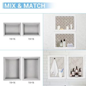 12"×20" Tile Ready Recessed Shower Niche, Modern Square Corner In-Wall Bathroom Storage Shelf with Simple Installation
