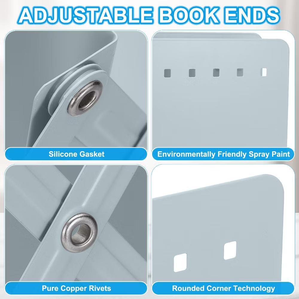 Adjustable Book Ends Heavy Duty Metal Adjustable Bookends Book Holders Organizer - Image 6