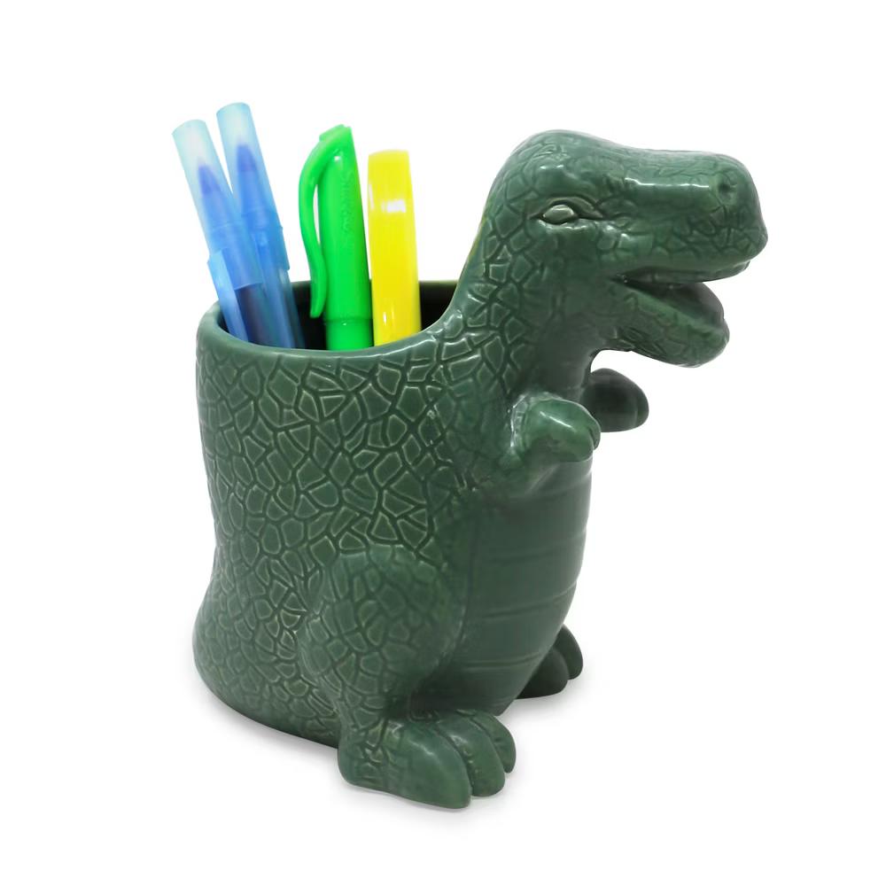 Isaac Jacobs Dinosaur Ceramic Cup, Toothbrush Holder - Multi-Purpose Organizer for Toiletries, Bathroom, Kitchen, and Crafts - Image 14