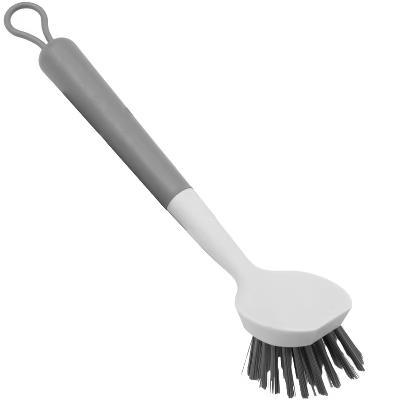 OU Cleaning Scrub Brush, Heavy Duty Cleaning Scrubber Brush for Bathroom & Kitchen, Nonslip Soft Silicone Grip Handle & Built-In Scraper - Image 2