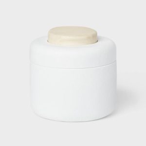 Modern Resin Bath Canister Wood Top