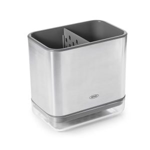 Stainless Steel Sink Caddy: Silver Kitchen Storage, Plastic & Stainless Steel, 3.8"x3.8"x5.5", 1 lb