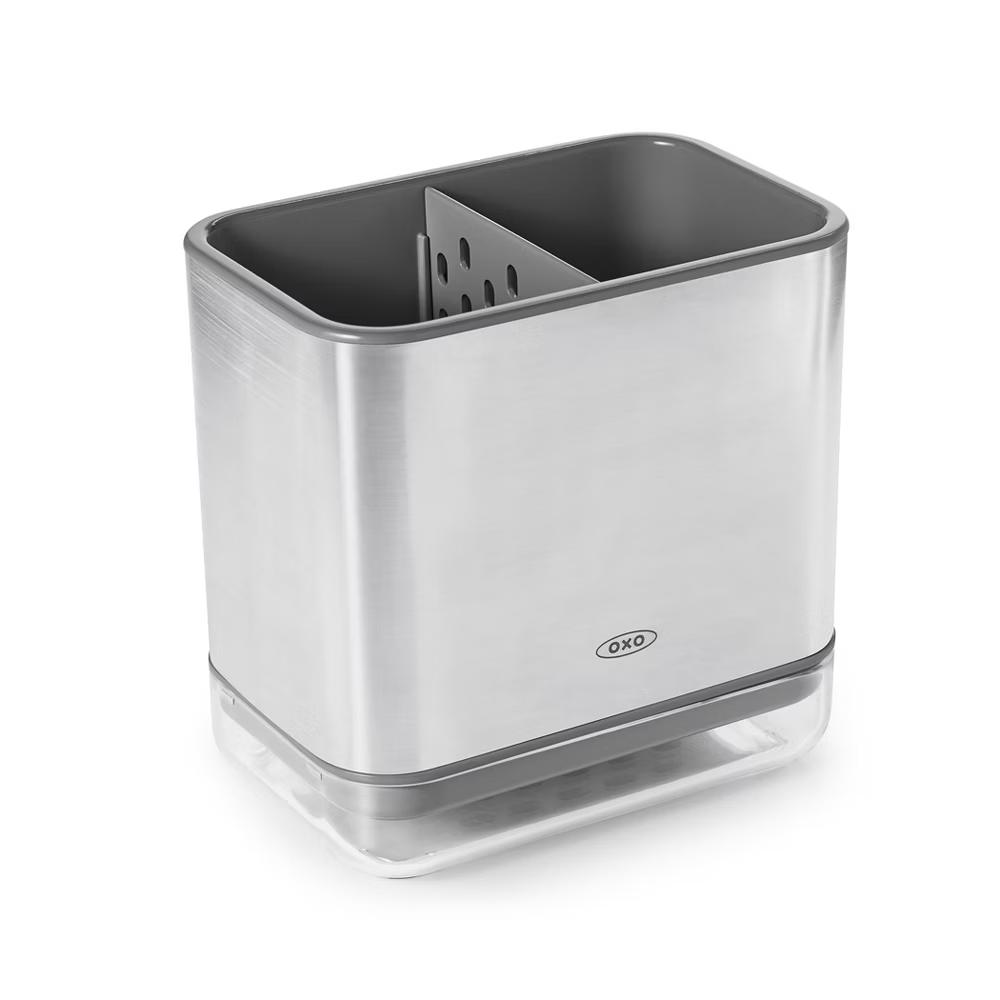 Stainless Steel Sink Caddy: Silver Kitchen Storage, Plastic & Stainless Steel, 3.8"x3.8"x5.5", 1 lb