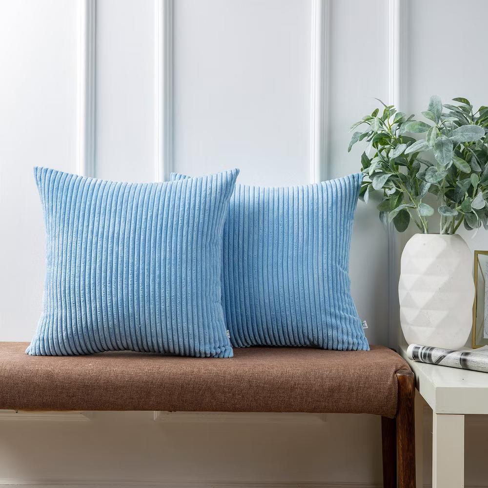 Phantoscope Solid Color Corduroy Pillow Covers Set of 2 Plush Velvet & Soft Accent - Image 3