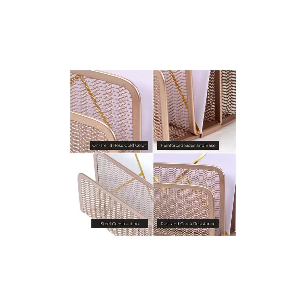 Blu Monaco 3 Tier Metal Mesh Letter Sorter - Available in Aqua, Black, Gold, Pink, Rose Gold, and White - Image 28