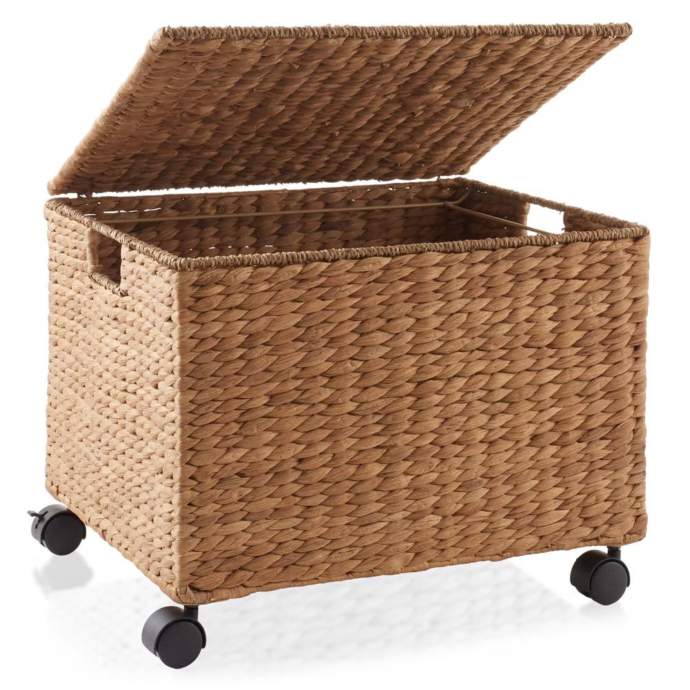 Casafield Rolling Filing Cabinet - Water Hyacinth Hanging File Folder Organizer on Wheels, Home Office Storage - Image 6