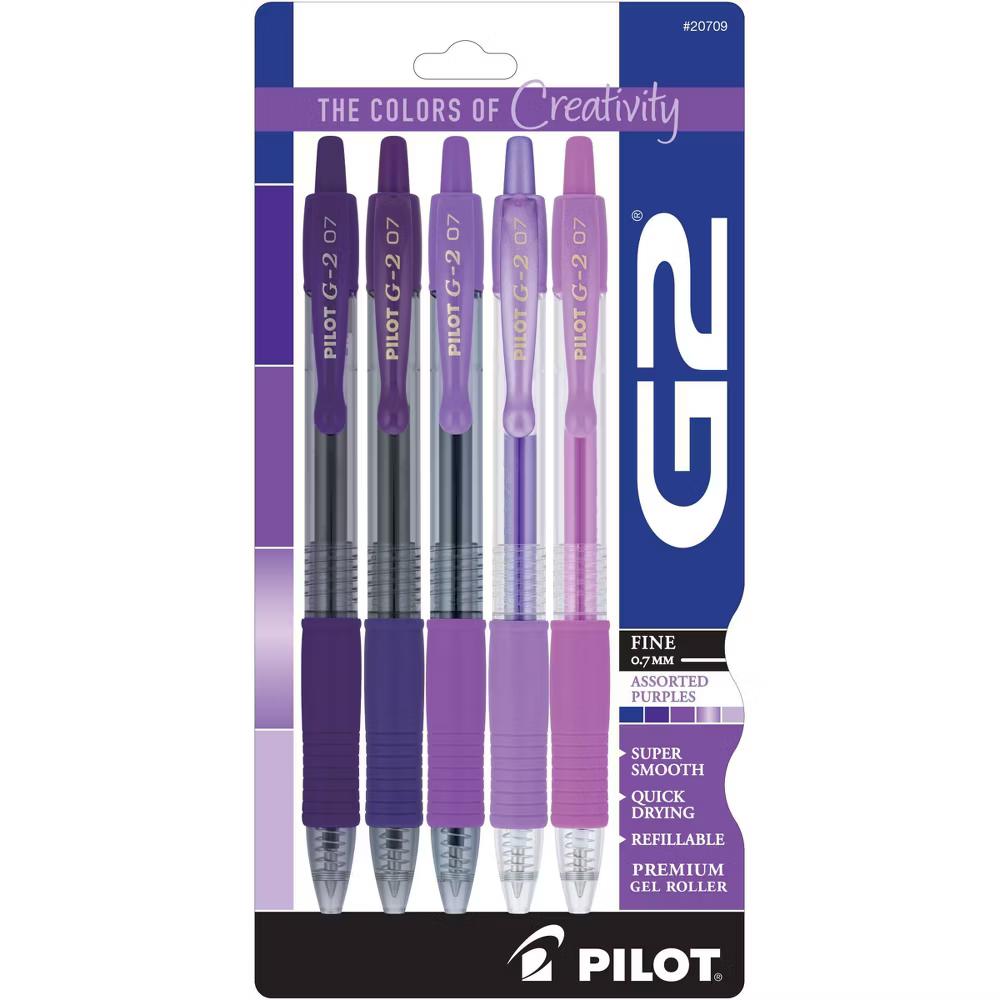 5pk G2 Boost Gel Pens Fine Point 0.7mm Assorted Purple Ink - Image 6
