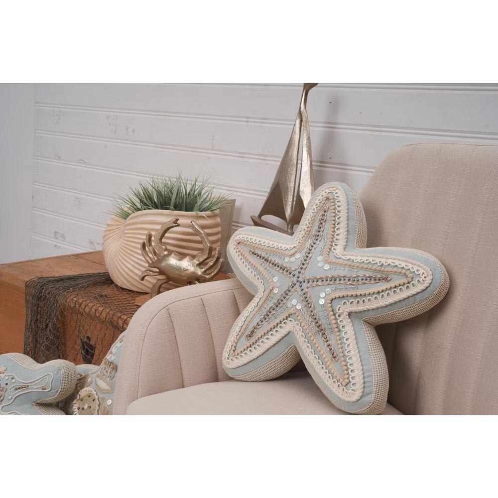 C&F Home Beaded Starfish Embellished Mini Accent Pillow 14" - Image 6