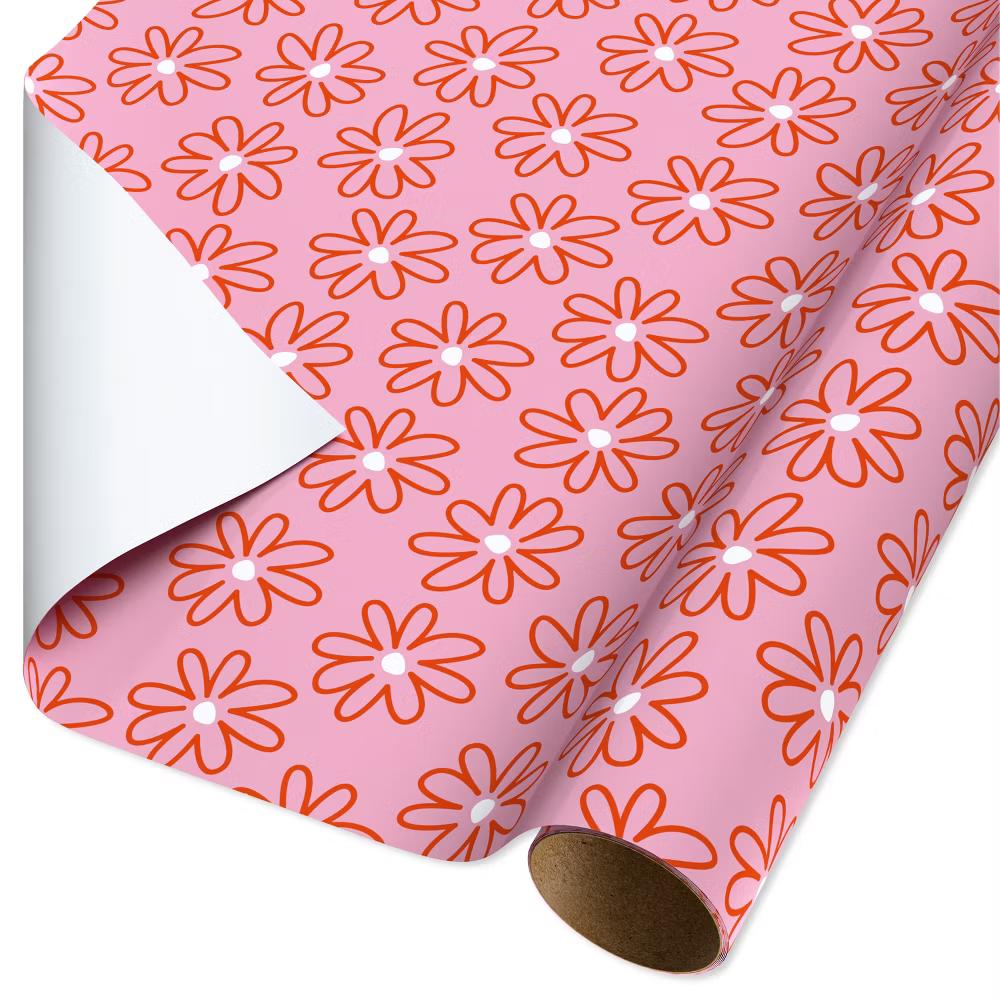 Pink Wrapping Paper, Florals 1 Roll - 96"x30" - 20 sq ft Designed by Spaghetti and Meatballs - Image 2