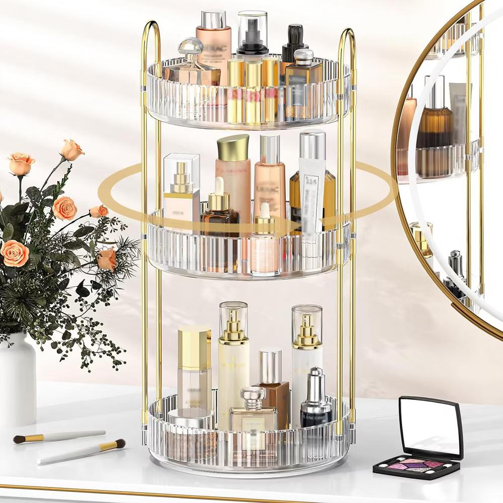 AEELLEEA 360° Rotating Makeup Organizer, 3 Tier Lazy Susan Cosmetic Storage for Vanity, Bathroom Countertop, Skincare & Perfume Holder - Image 4