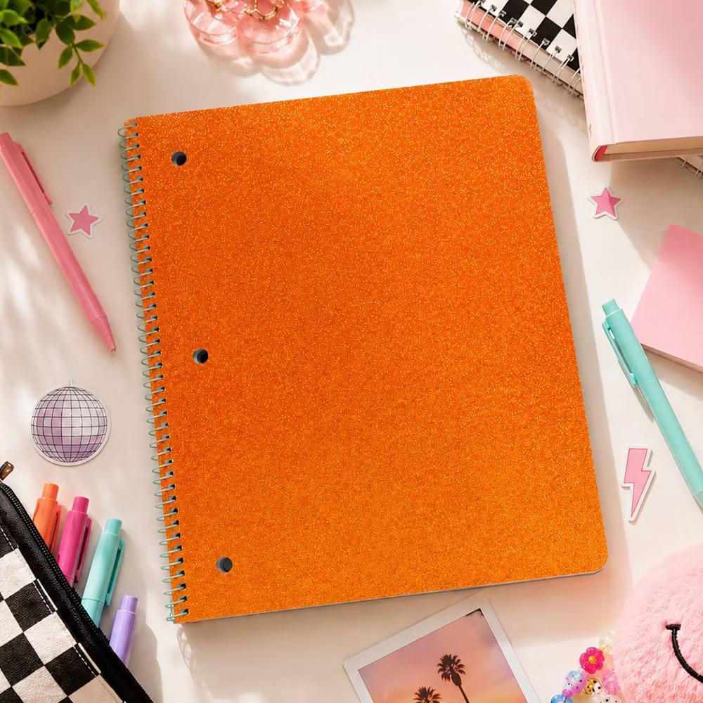 Ecokind 8.5"x10.5" Wide Ruled 1 Subject Notebook with Edge Printing Orange Glitter - Image 2