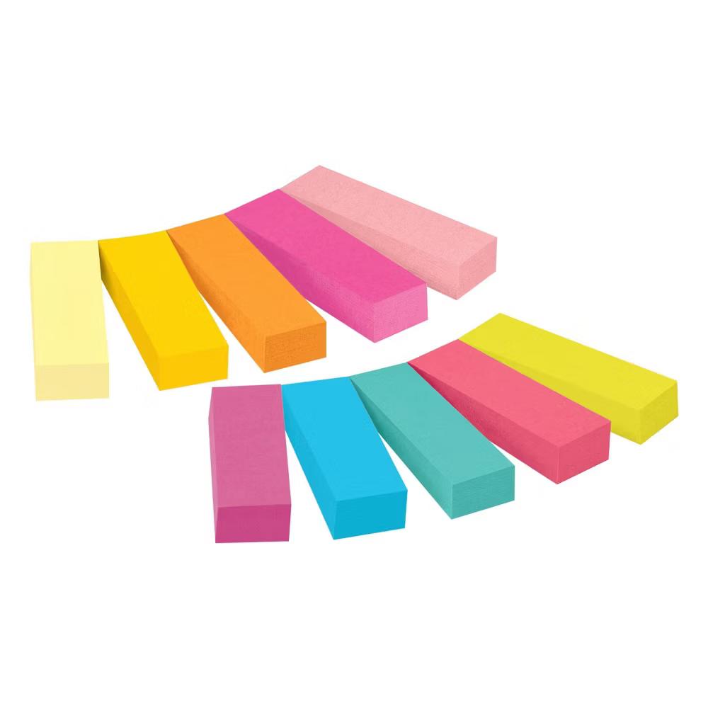 10pk 1/2"x2" Page Markers Assorted Bright Colors - Image 4