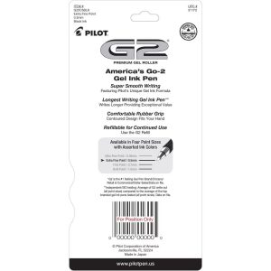 5pk G2 Gel Pens Extra Fine Point 0.5mm Black Ink