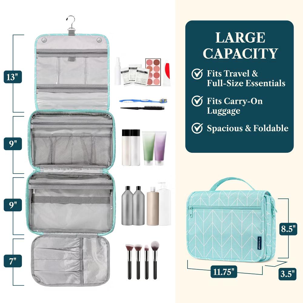 Hanging Toiletry Bag Women Men, Foldable Large Travel Cosmetic Organizer, Water Resistant Makeup Toiletries Essentials Kit - Image 33