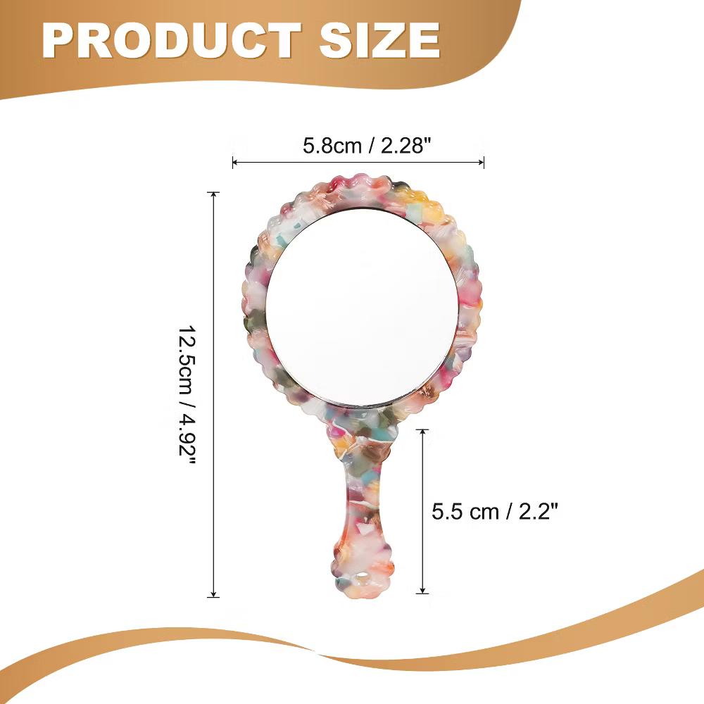 Oval Vintage Acetic Acid Handle Cosmetic Travel Hand Held Mirror - Image 20