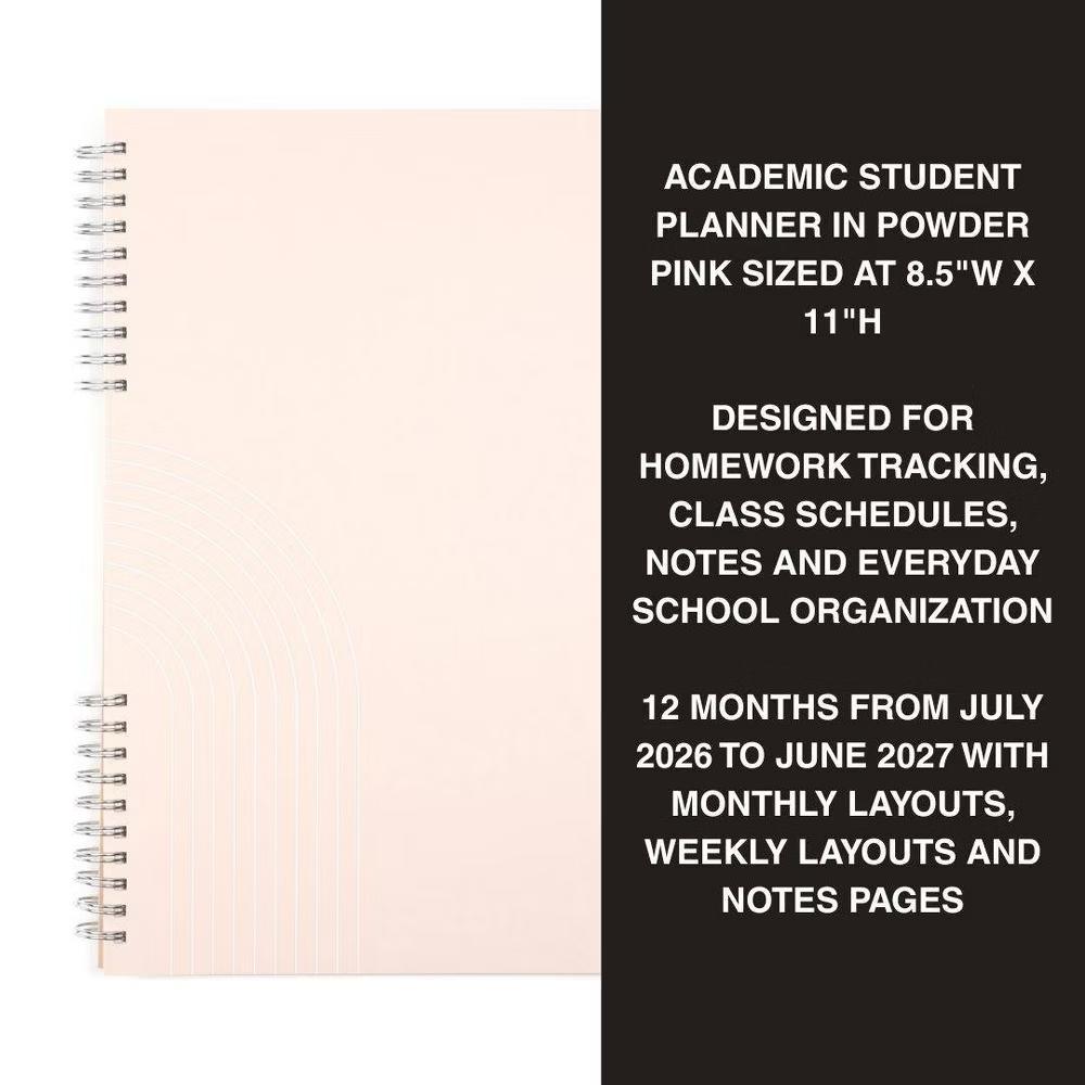 8.5" 11" 2026-2027 Monthly/Weekly Planner - Powder Pink Arch, School Supplies - Image 3
