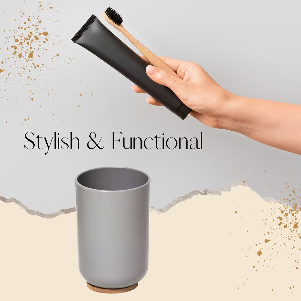 French Home Goods Elegant Bamboo-Based Bathroom Tumbler – Modern Vanity Cup, Ideal for Toothbrush Holder or Countertop Organizer - Image 13