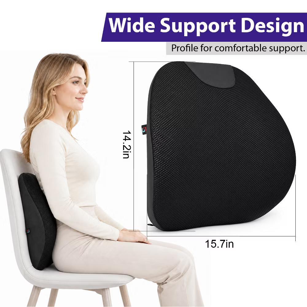 Lumbar Support Pillow for Office Chair Gaming Chair, 14" Memory Foam Back Support Cushion, Ergonomic Lumbar Support for Car, Black - Image 4