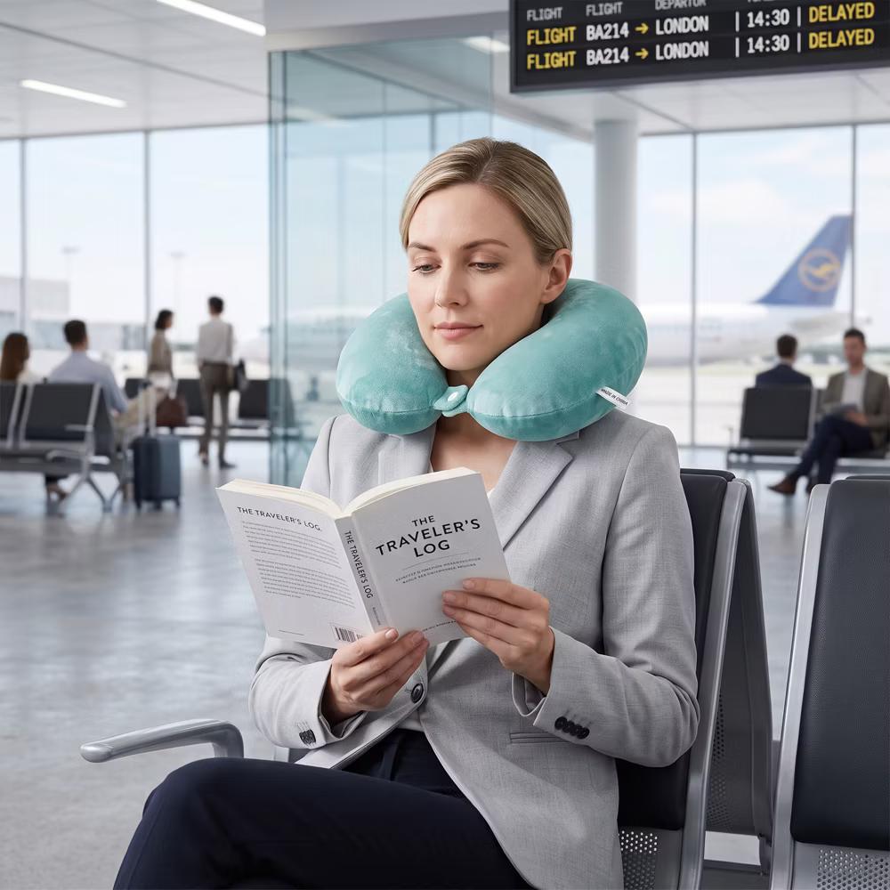 Solid PP Cotton Lightweight Office U-Shape Travel Neck Pillows 11x11in 1 Pc - Image 15