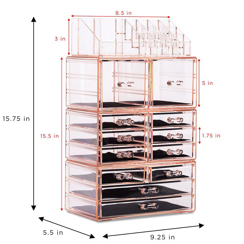 Large Makeup Organizer Case - 4 Piece Set (12 Drawers) - Image 11