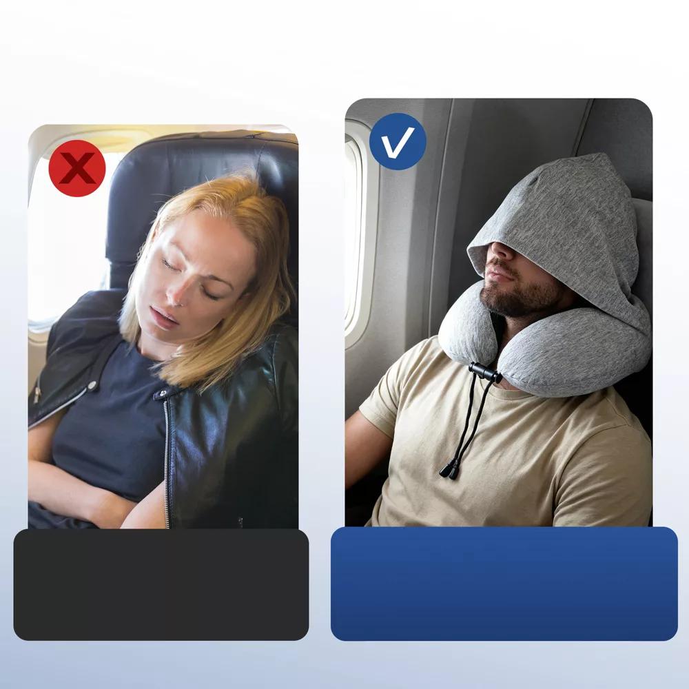 Travel Neck Pillow with Extra Large Hood 1 Set - Image 13