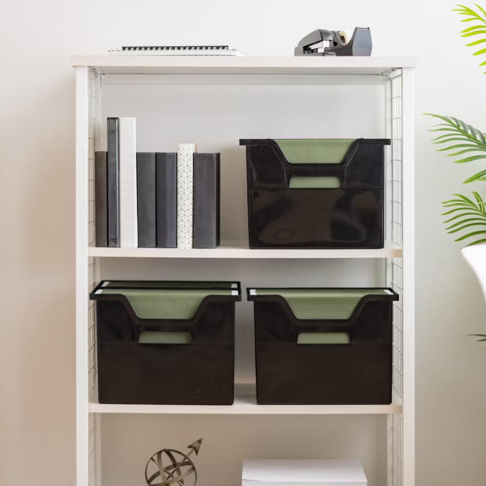 USA Portable Letter Size Desktop File Box with Open Lid, Side Handles, Hanging File Folders - Image 12