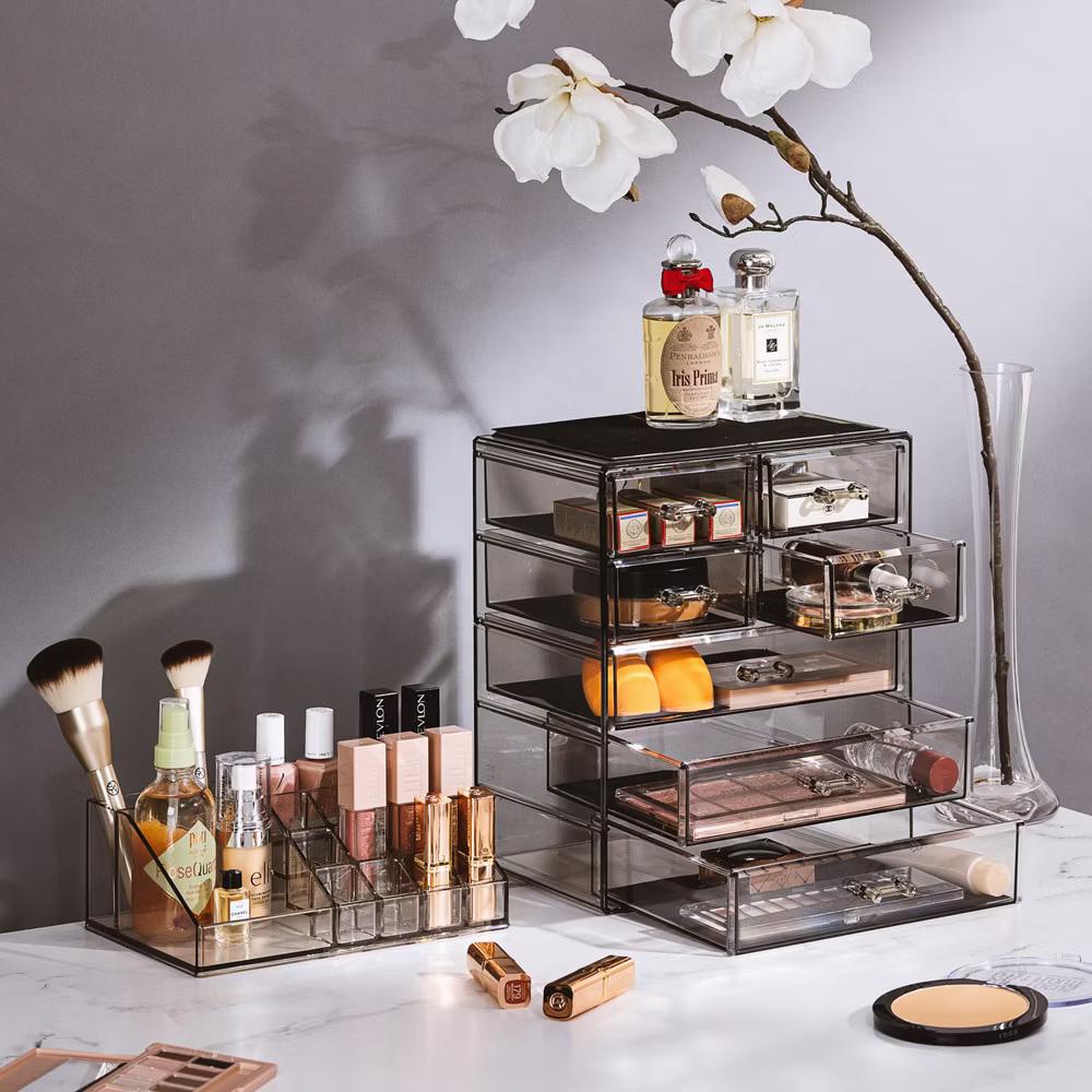 Clear Cosmetic Makeup Organizer Case & Display - Spacious Design - Great for Dresser, Bathroom, Vanity & Countertop
