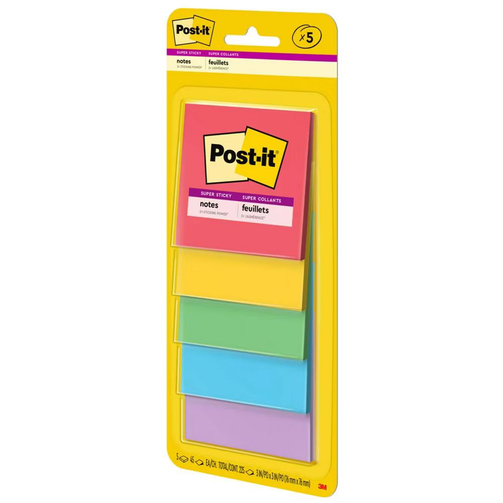 5pk 3" 3" Super Sticky Notes 45 Sheets/Pad - Marrakesh Collection: Multicolor Office Supplies, Art & Design - Image 11