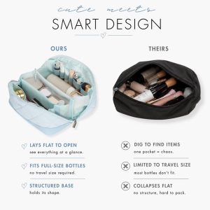 Quilted Makeup Bag Organizer – Structured Base