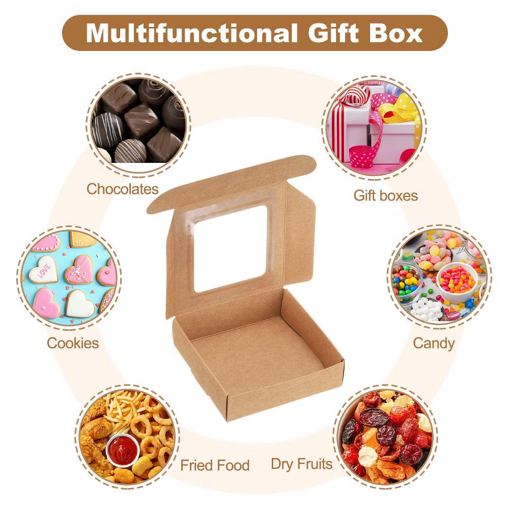 Paper Party Favor Treats Candy Cookie Packaging with Clear Window Kraft Soap Boxes 32 Pcs - Image 18