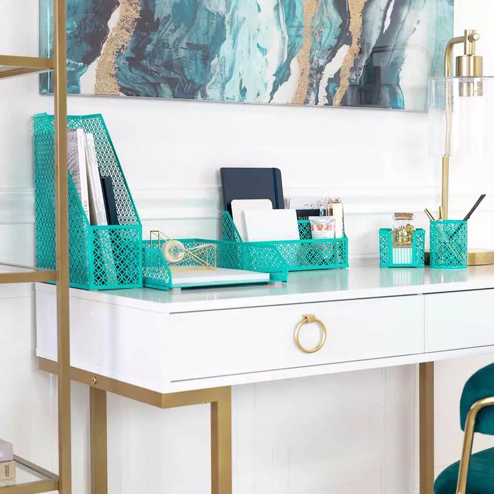 Blu Monaco Desk Organizer Set - 6-Piece Desk Accessories for Mail, Sticky Notes, Pens, Magazines & Documents - Image 14