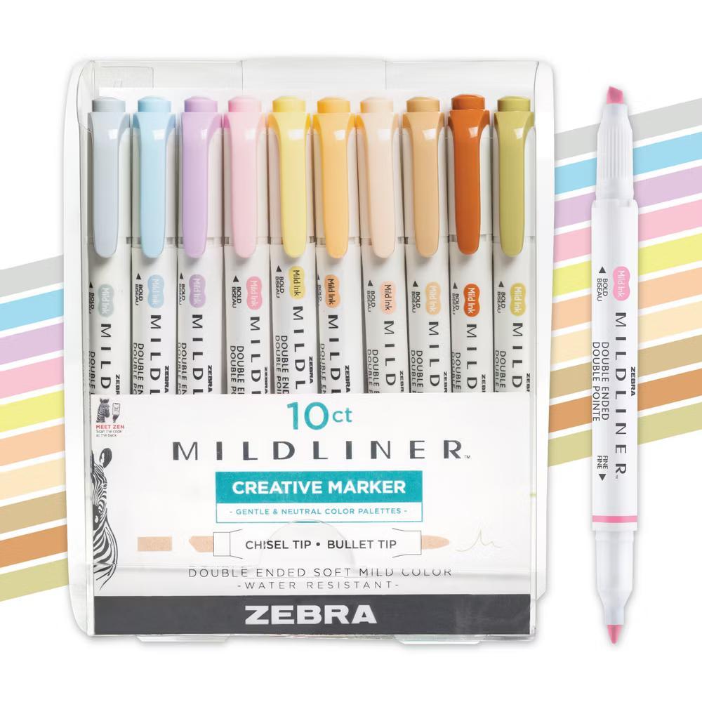 Zebra 10ct Highlighters Mildliner Double Ended Gifting: Multicolored Art & Stationery Markers, 0.4mm Point, Ages 13- Teacher Supplies - Image 6