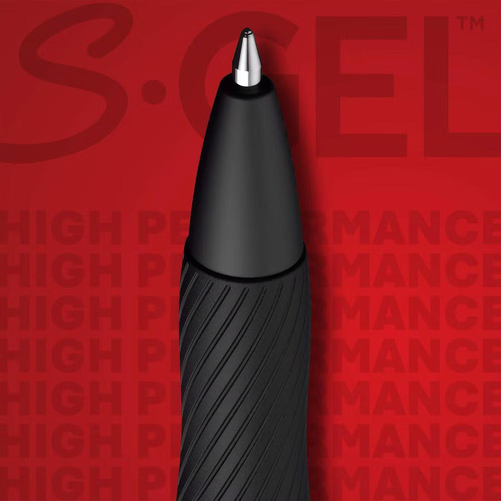 4pk S-Gel Gel Pens Black 0.7mm Medium Tip - Red, Blue, Black Ink: Retractable Pen Set with Contoured Grip & Pocket Clip