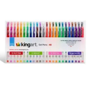 Gel Pens - Comfort Grip Set – 48 Colors - Bright, Glitter, Pastel & Metallic