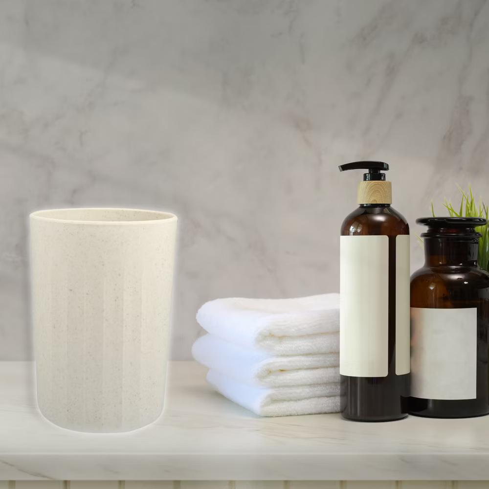 Bathroom Tumbler with Smooth Lines Wheat Straw Cup for Bathroom for Toothpaste 4.09''x2.80'' 1Pc - Image 6