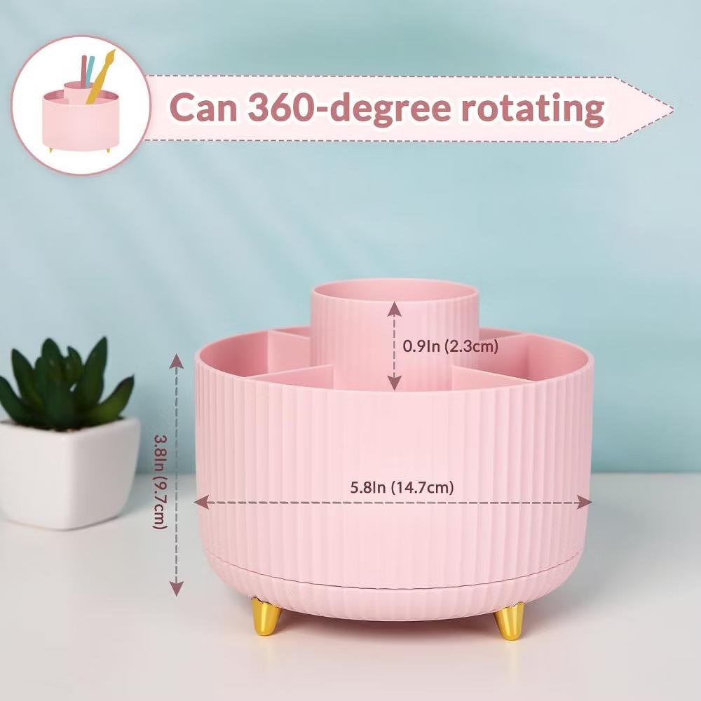 Maison 360 Rotating Plastic Desk Pen And Makeup Organizer With 5 Slots - Image 17