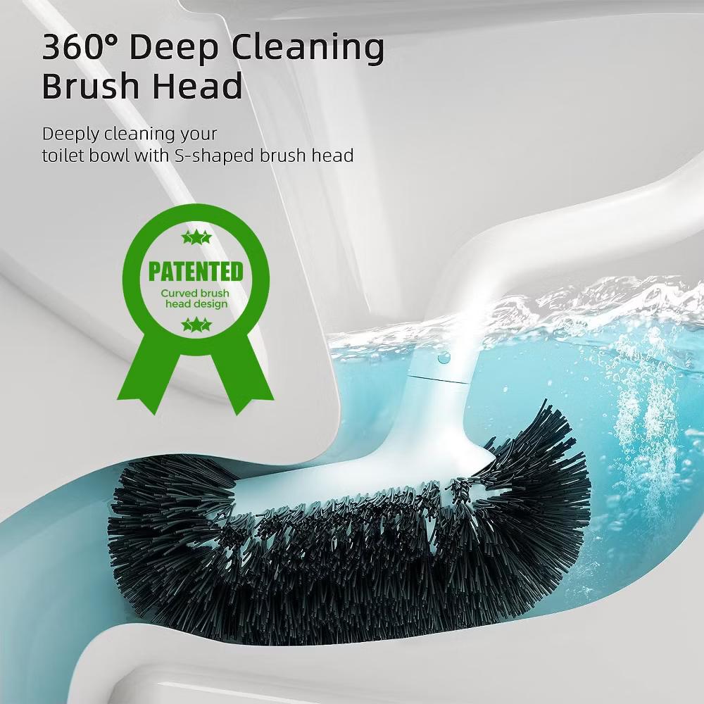 Toilet Bowl Brush Holder Set: 2 Pack Bathroom Deep Cleaning Toilet Cleaner Scrubber Under Rim with Curved Bristle for Dead Corner Clean - Image 4