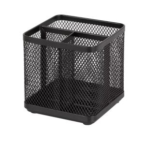 Mesh Pencil Holder Black - Steel Desk Organizer, Office Supplies, Pen Holder, 3.98" Height, Width, Depth